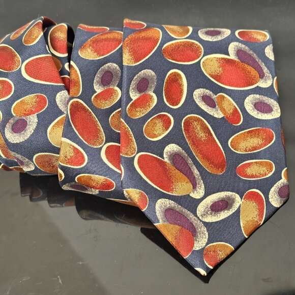 Pierre Balmain Silk Necktie Tie Bubbles Blue Purple Psy Psychedelic Orange Loud - Picture 9 of 10